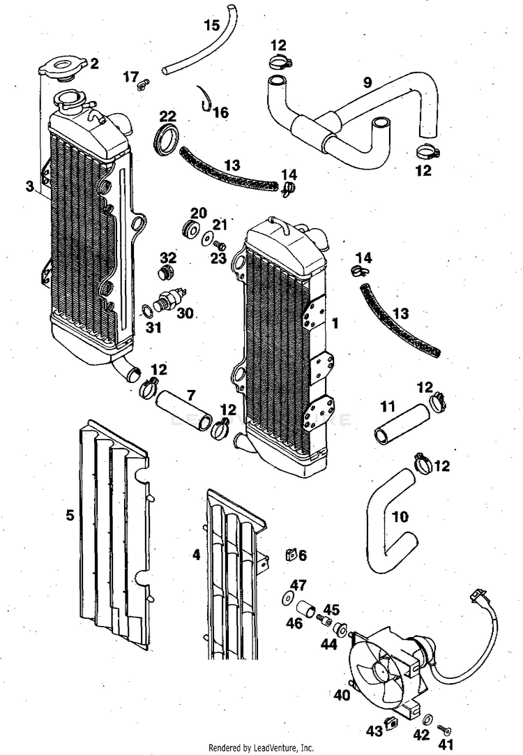 Cooling System 620 RXC-E Engine - 1997 Schematic