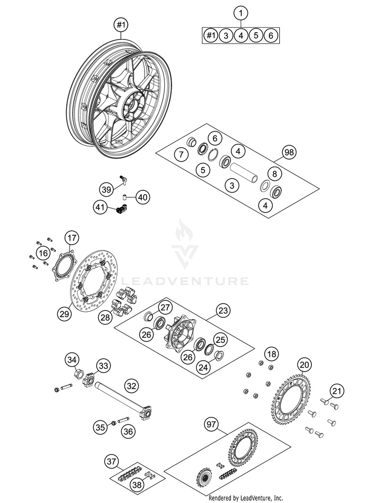 Rear Wheel 1290 SUPER ADVENTURE S SILVER CHASSIS - 2020 Schematic