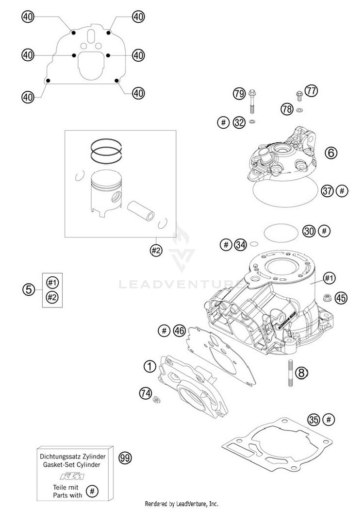 Cylinder, Cylinder Head 150 SX Engine - 2012 Schematic