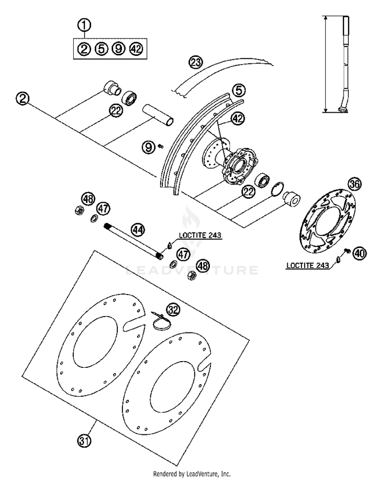 Front Wheel 50 SX Chassis - 2007 Schematic
