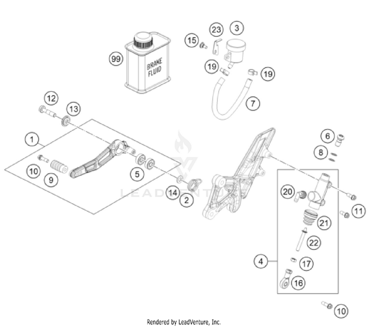 Rear Brake Control 1290 SUPER DUKE GT, orange CHASSIS - 2023 Schematic