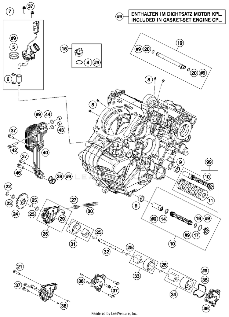 Lubricating System 1290 SUPERDUKE R ORANGE Engine - 2015 Schematic
