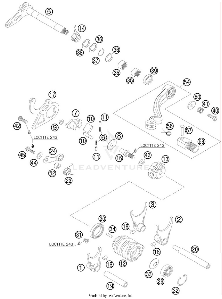 Shifting Mechanism 150 XC Engine - 2012 Schematic