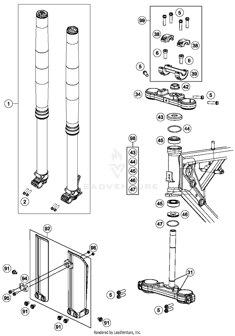 Front Fork, Triple Clamp 65 SX MINI CHASSIS - 2018 Schematic