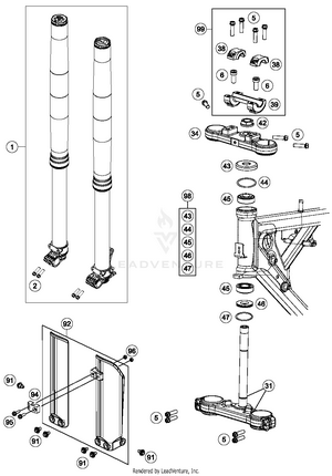 Front Fork, Triple Clamp Schematic