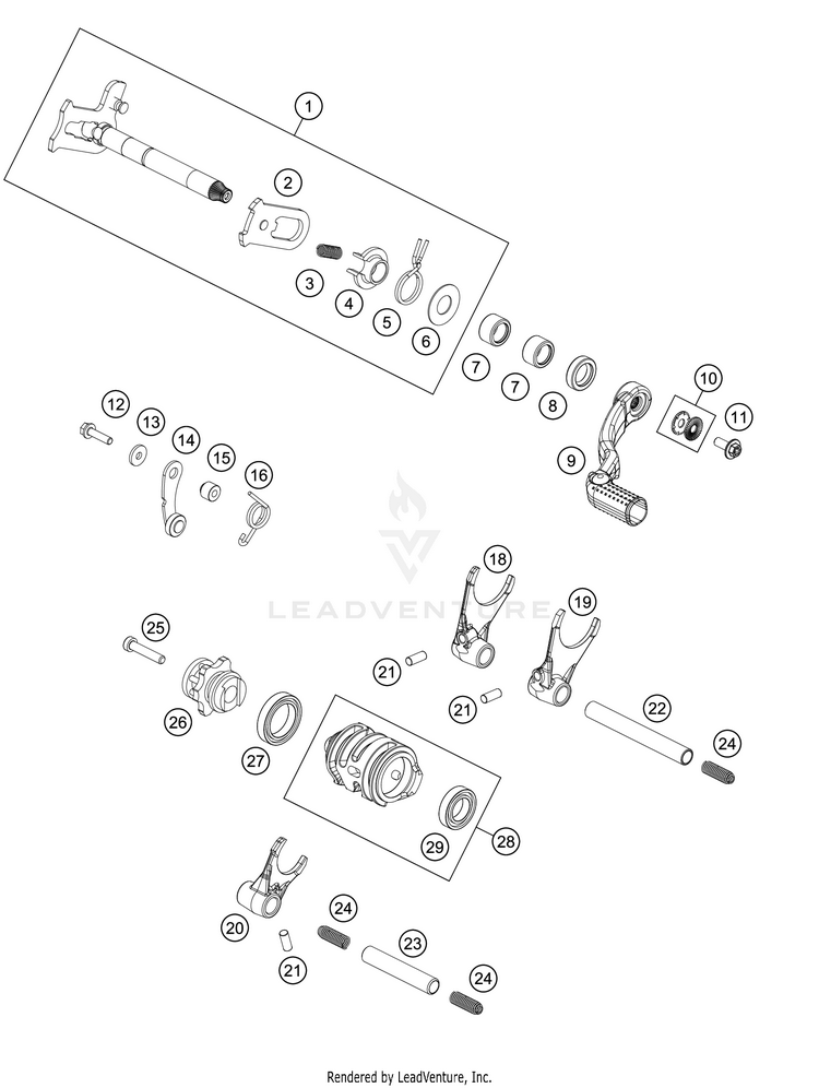 Shifting Mechanism 150 XC-W TPI ENGINE - 2020 Schematic