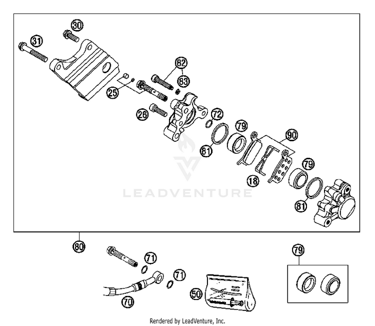Brake Caliper Rear 50 SX Chassis - 2007 Schematic