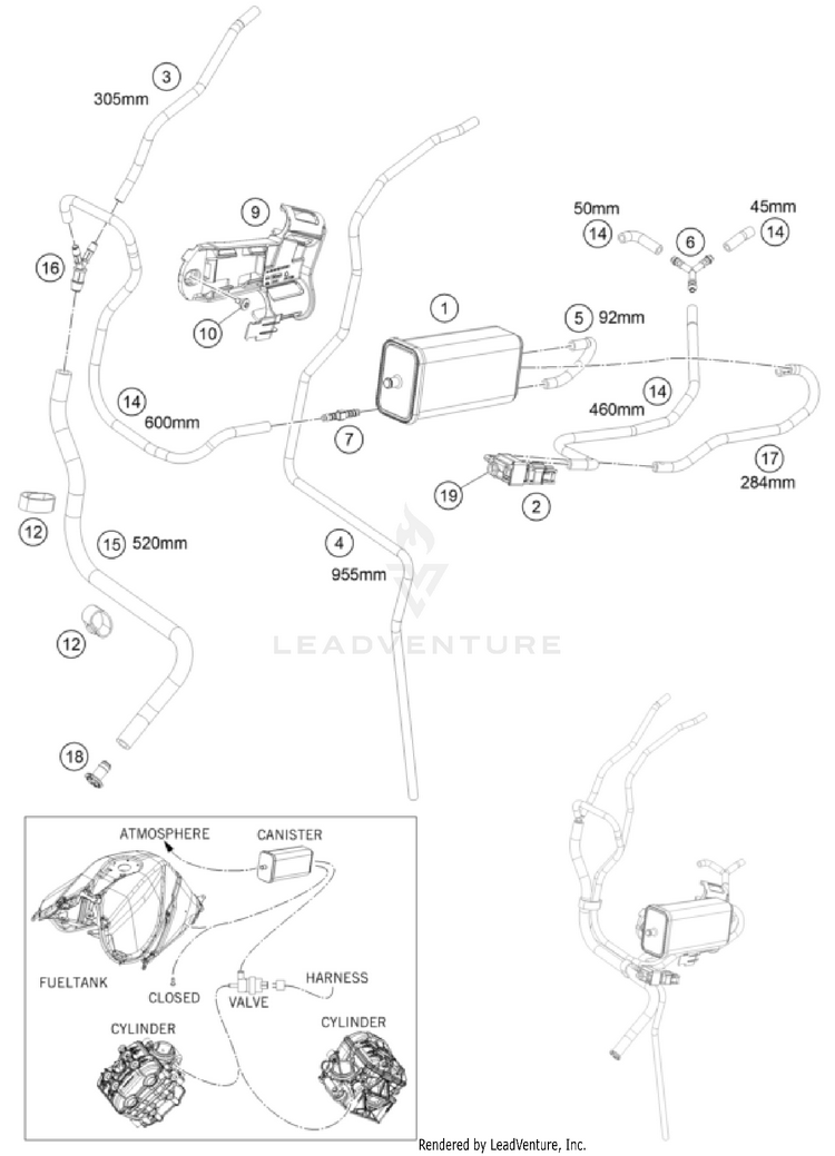 Evaporative Canister 1390 SUPER DUKE R EVO, black CHASSIS - 2024 Schematic