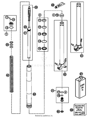 Front Fork Disassembled Schematic