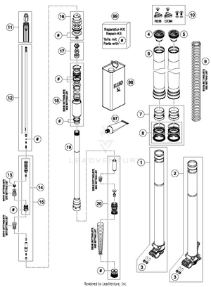 Front Fork Disassembled Schematic