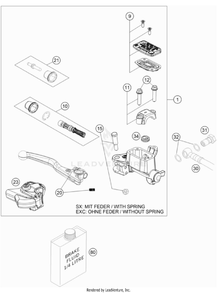 Front Brake Control 450 SX-F CHASSIS - 2024 Schematic