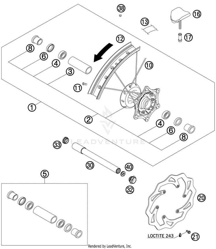 Front Wheel 250 SX-F Chassis - 2010 Schematic