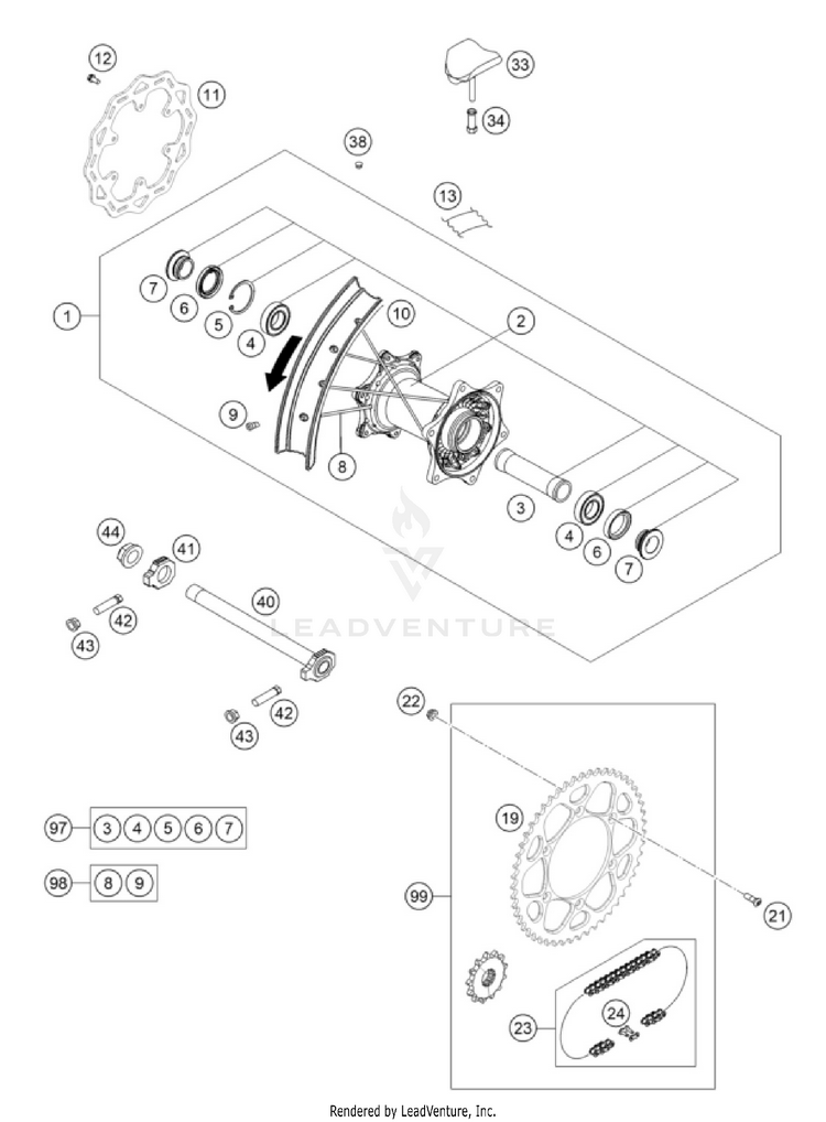 Hinterrad 300 XC-W FACTORY EDITION CHASSIS - 2025 Schematic