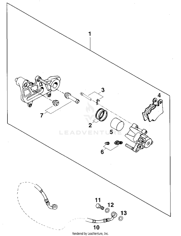 Brake Caliper Rear 620 RXC Chassis - 1996 Schematic