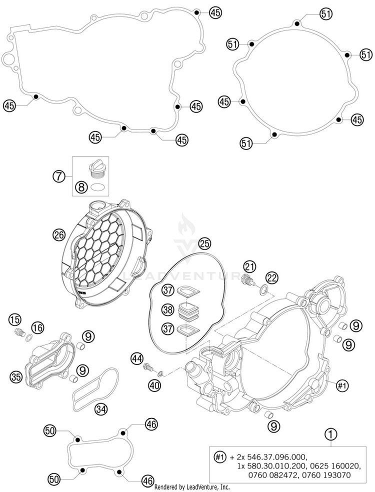 Clutch Cover 250 XC Engine - 2011 Schematic