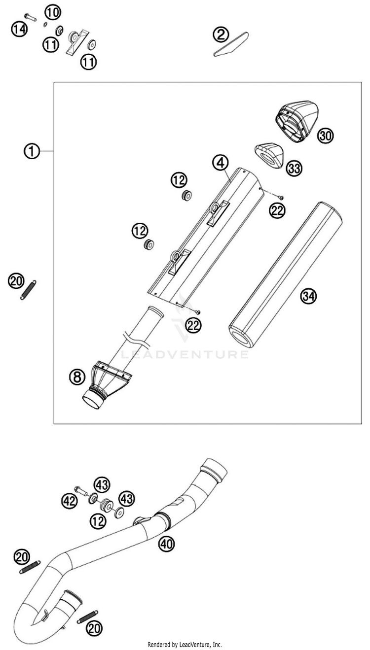 Exhaust System 250 SX-F Chassis - 2010 Schematic
