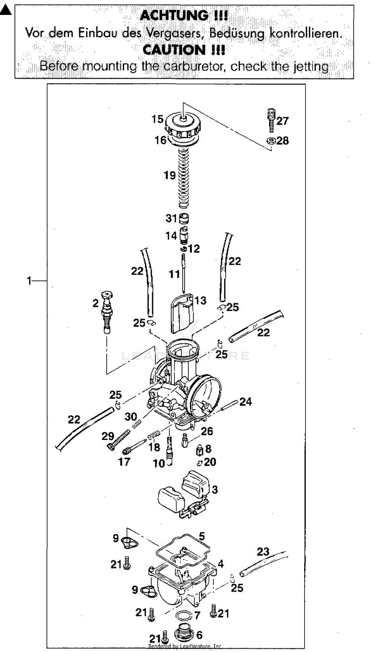 Carburetor Keihin Pwk 38/39 360 MXC Engine - 1997 Schematic