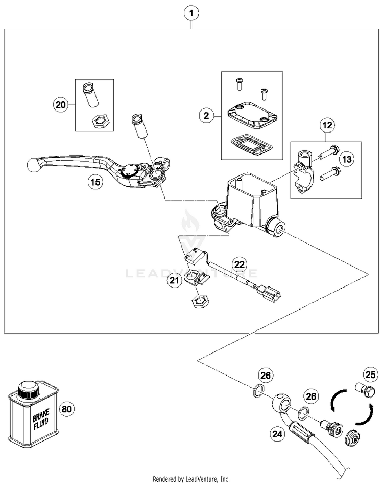 Hand Brake Cylinder 690 ENDURO R CHASSIS - 2017 Schematic