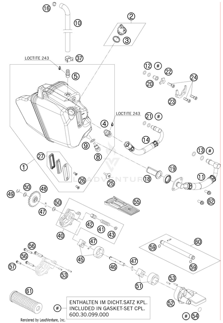 Lubricating System 990 Supermoto R Engine - 2010 Schematic