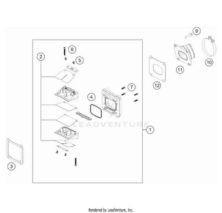 Reed Valve Case 300 XC TPI Engine - 2022 Schematic