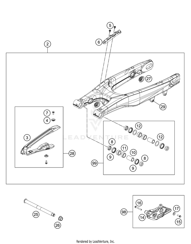 Swing Arm 250 XC CHASSIS - 2018 Schematic