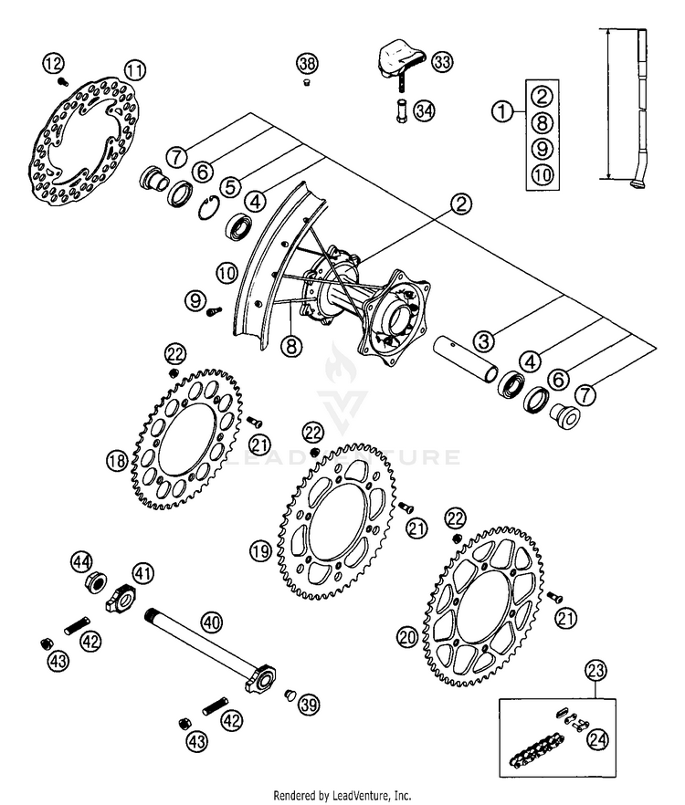 Rear Wheel 200 EXC Chassis - 2004 Schematic