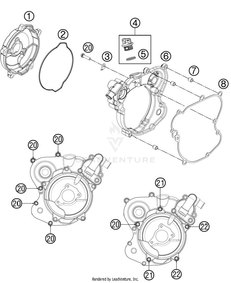 Clutch Cover 65 SX Engine - 2012 Schematic
