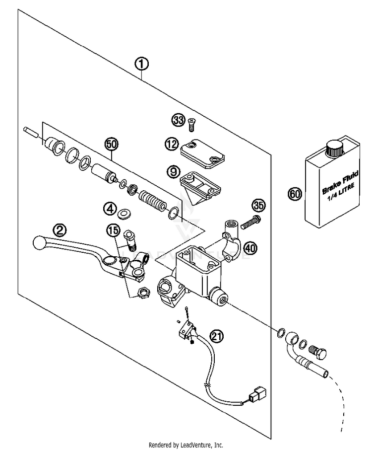 Hand Brake Cylinder 690 Supermoto Orange Chassis - 2007 Schematic