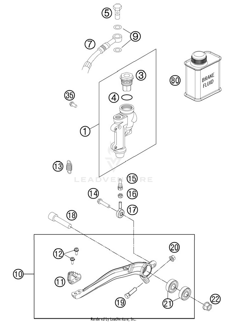 Rear Brake Control 250 SX Chassis - 2012 Schematic