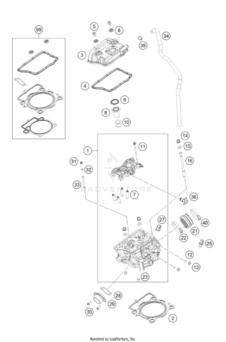 Cylinder Head 350 SX-F Engine - 2023 Schematic
