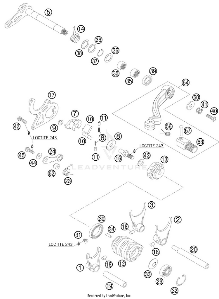 Shifting Mechanism 200 XCW Engine - 2012 Schematic