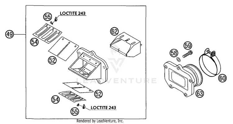 Reed Valve Case 300 MXC Engine - 2003 Schematic