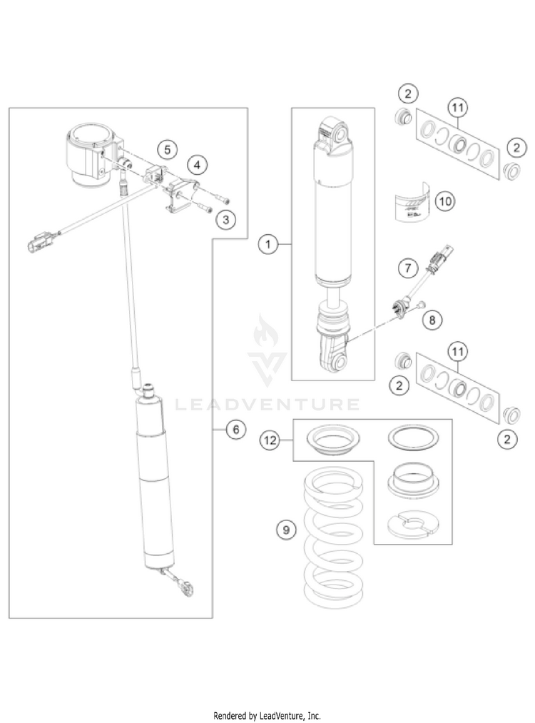 Shock Absorber Disassembled 1290 SUPER ADVENTURE S, orange US CHASSIS - 2022 Schematic