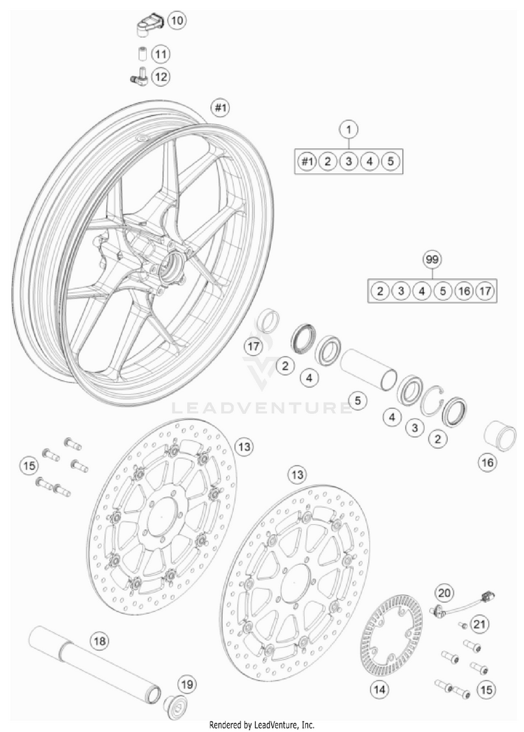 Front Wheel 1290 SUPER DUKE GT, orange CHASSIS - 2023 Schematic