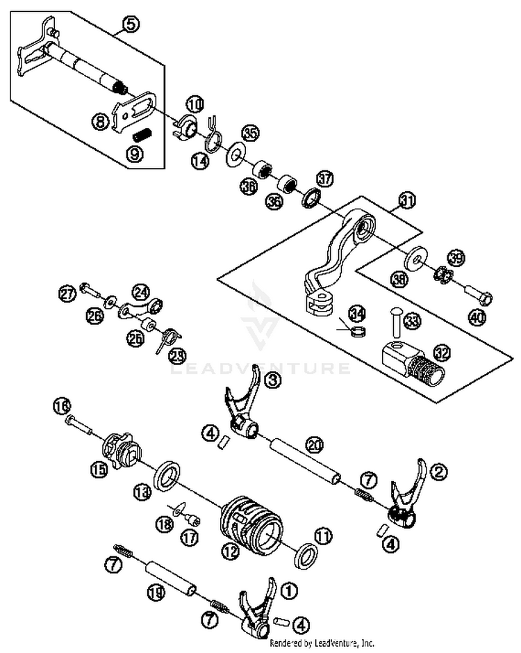Shifting Mechanism 300 XC Engine - 2014 Schematic