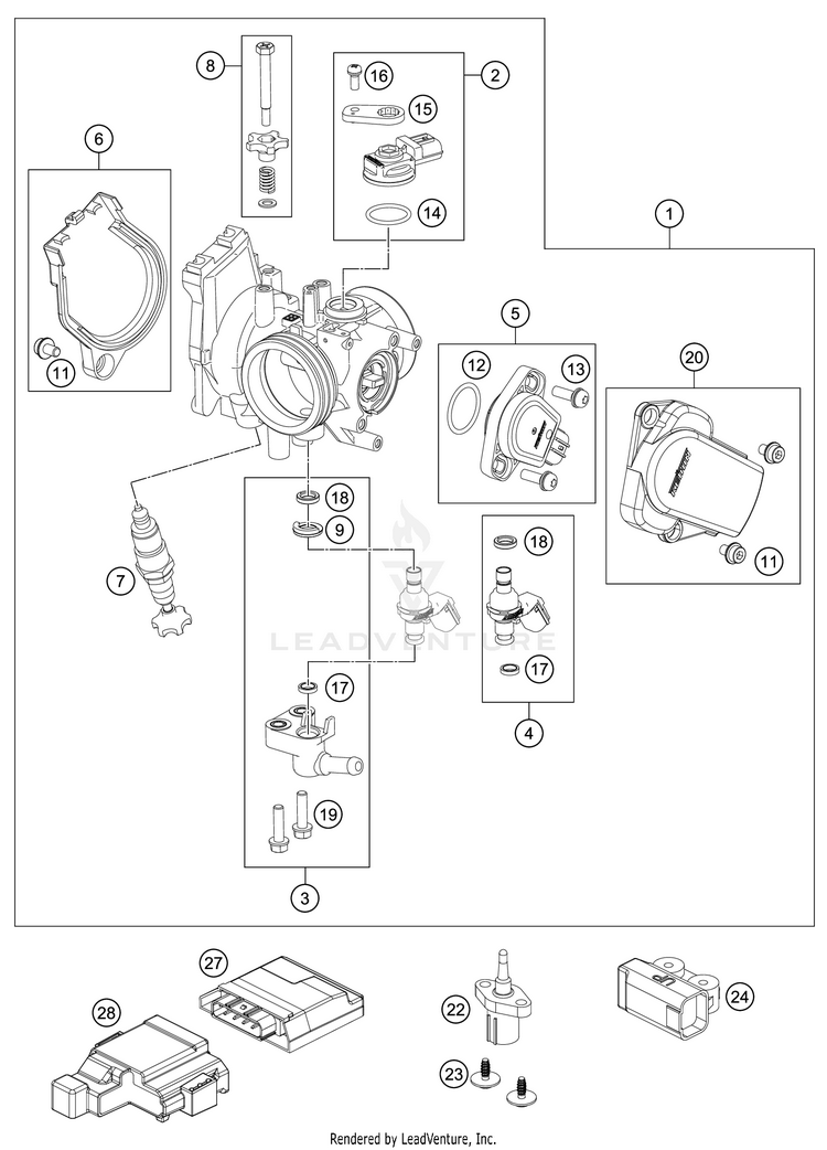 Throttle Body 350 XC-F Engine - 2021 Schematic