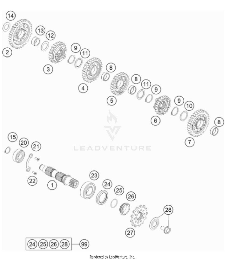 Transmission Ii - Countershaft 500 EXC-F USA Engine - 2022 Schematic