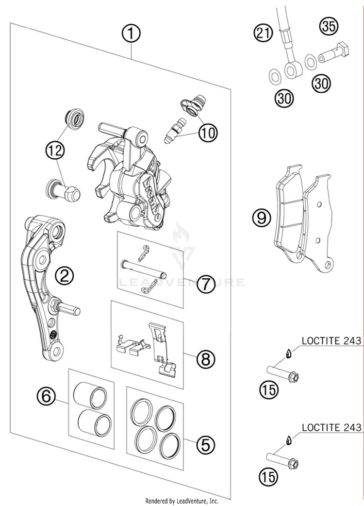 Brake Caliper Front 250 SX Chassis - 2011 Schematic