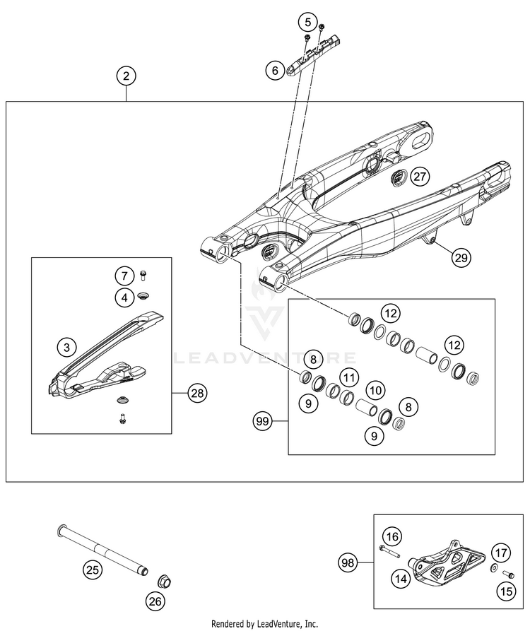 Swing Arm 350 SX-F CHASSIS - 2020 Schematic