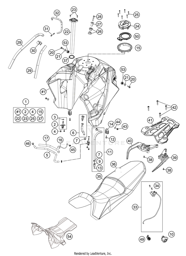 Tank, Seat 1290 SUPER ADVENTURE R CHASSIS - 2019 Schematic