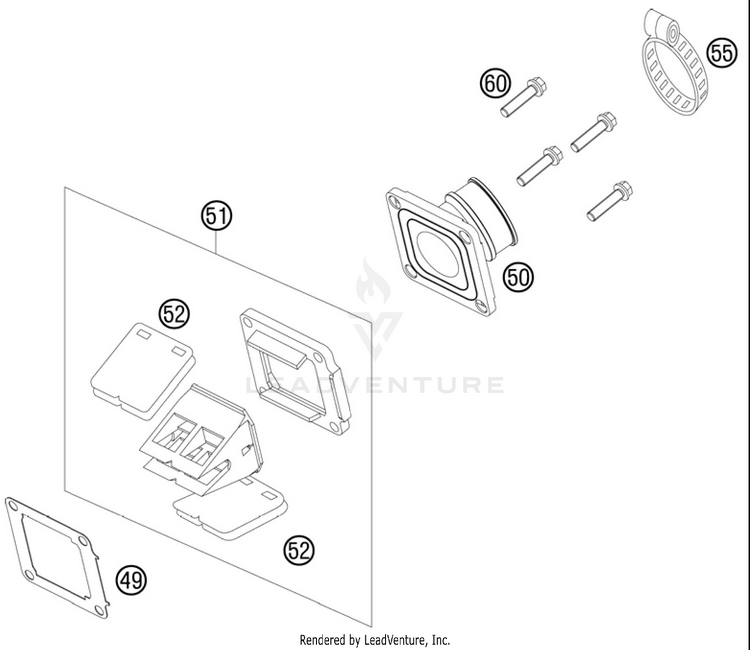 Reed Valve Case 105 SX Engine - 2011 Schematic