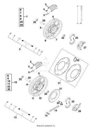 Front Wheel, Rear Wheel Schematic