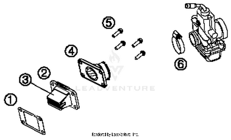 Reed Valve Case 65 SX Engine - 2014 Schematic