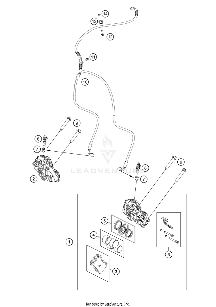 Front Brake Caliper 890 ADV R RALLY Chassis - 2021 Schematic