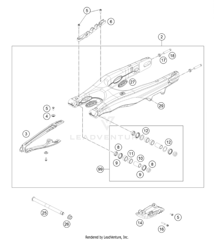 Swing Arm 350 SX-F CHASSIS - 2026 Schematic