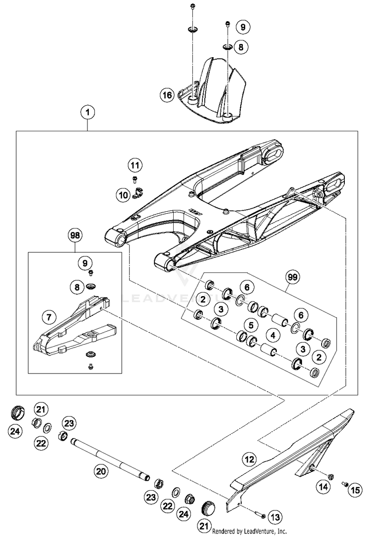 Swing Arm 690 DUKE ORANGE CHASSIS - 2017 Schematic