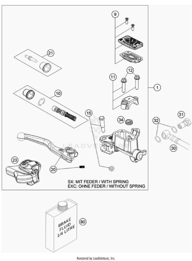 Front Brake Control 250 XC CHASSIS - 2024 Schematic