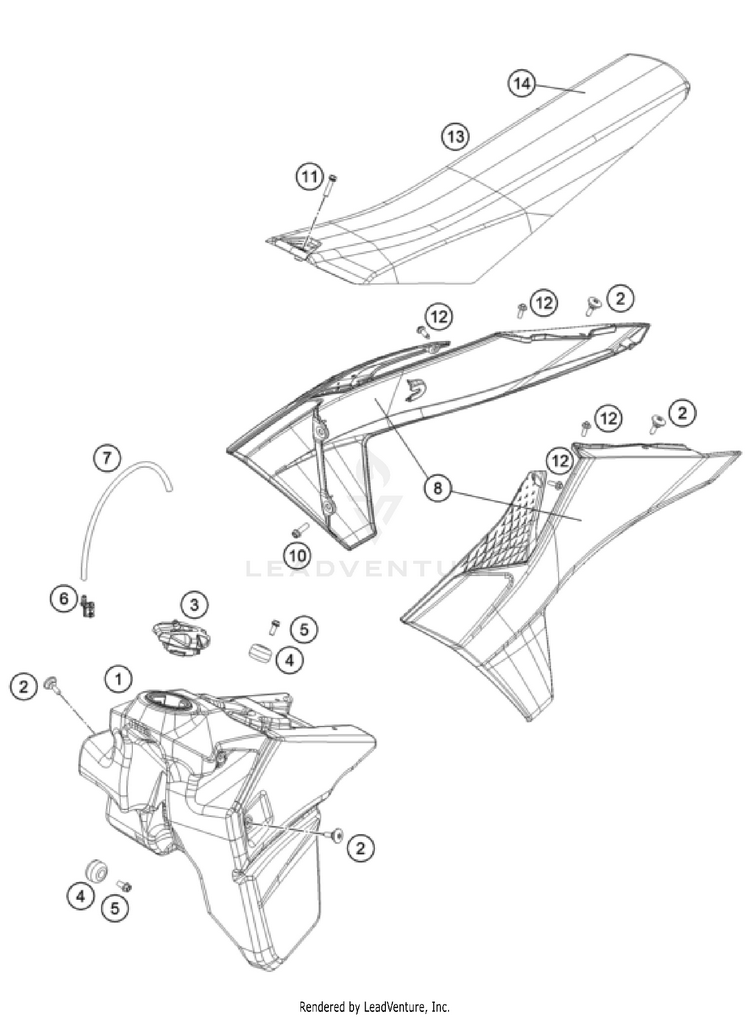 Tank, Seat 250 XC CHASSIS - 2024 Schematic