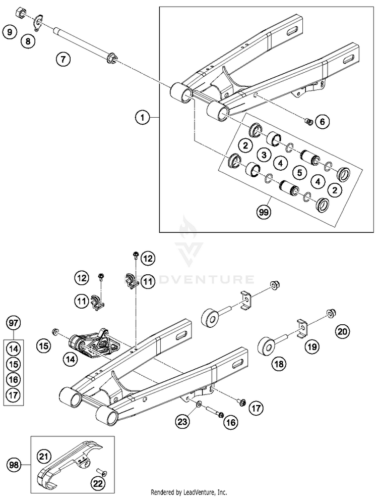 Swing Arm 50 SX MINI Chassis - 2016 Schematic