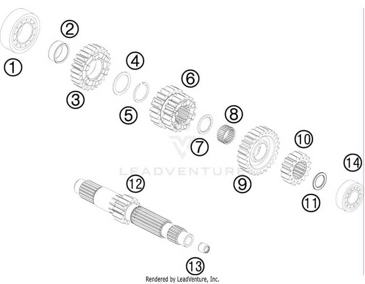 Transmission I - Main Shaft 990 Supermoto R Engine - 2010 Schematic